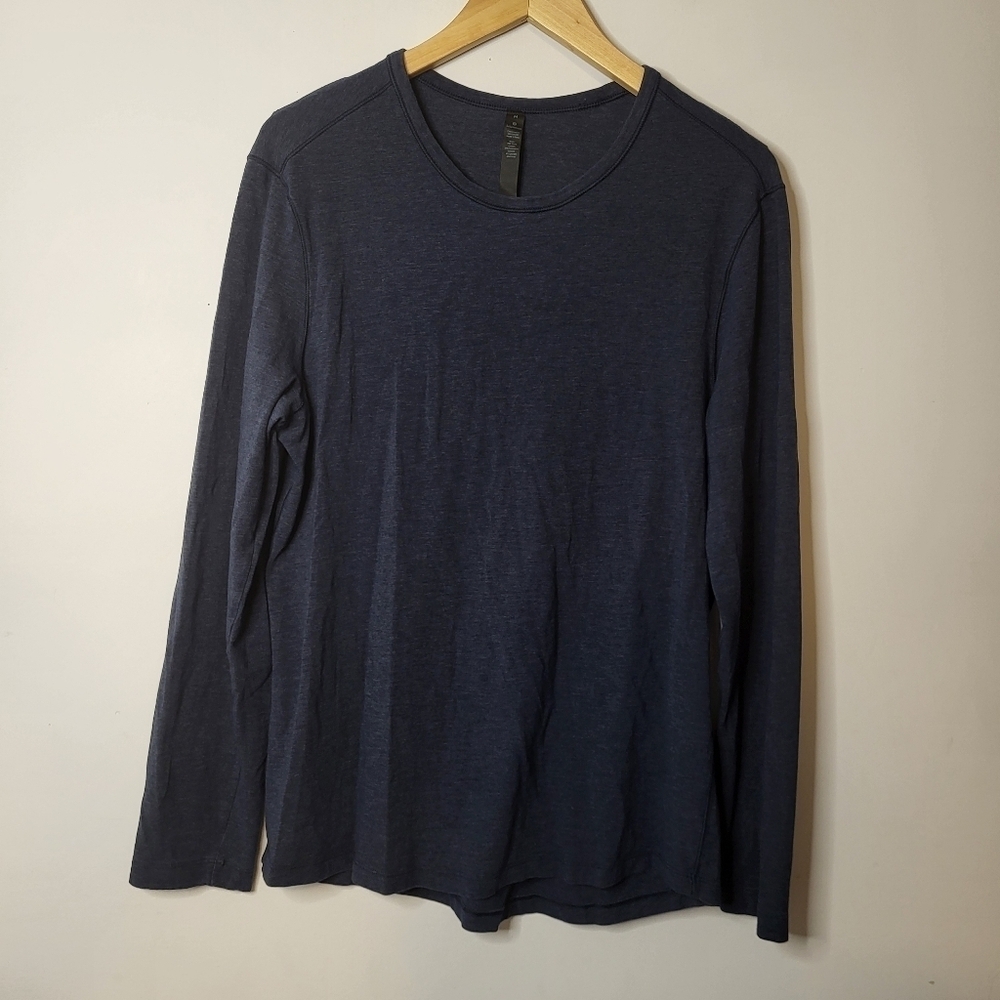 Lululemon Stretch Long Sleeve Active Gym Run Yoga Shirt Navy Blue Size Medium - Picture 1 of 6